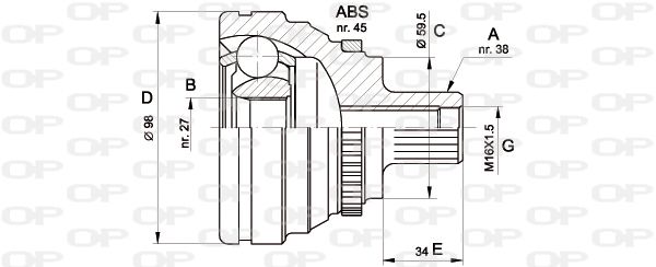 OPEN PARTS Šarnīru komplekts, Piedziņas vārpsta CVJ5174.10